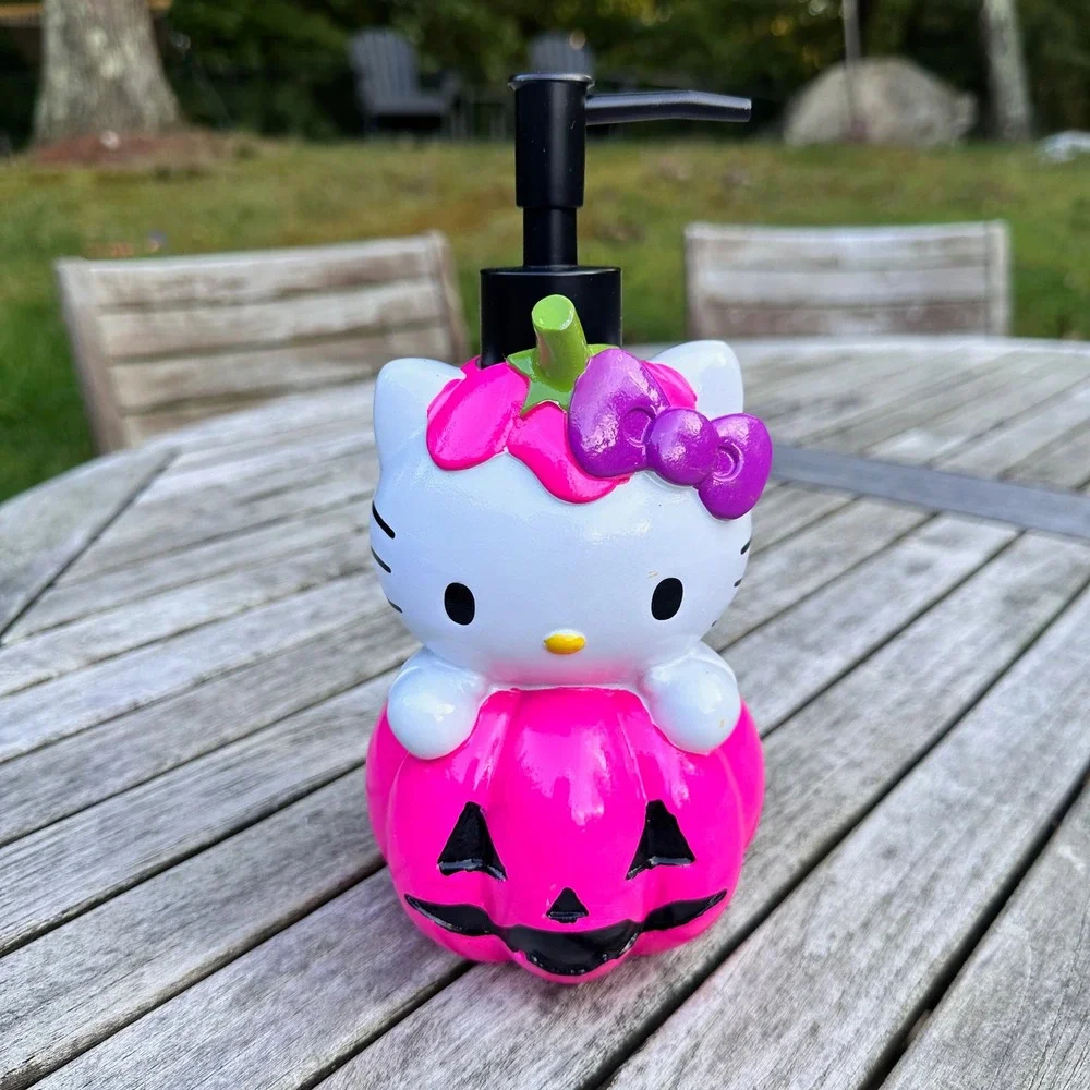 Sanrio Hello Kitty Pink Pumpkin Halloween Soap Dispenser Kawaii Decor 9 Inch